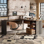 55.7 Uplift L Shaped Computer Desk with Drawers & Monitor Stand