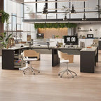 55.7 Bureau d'angle relevable en L avec tiroirs et support d'écran