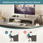 55.7 Bureau d'angle relevable en L avec tiroirs et support d'écran