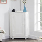 Meuble de rangement de salle de bain avec étagères réglables, Armoire d'angle sur pied avec porte unique, Meuble de sol autonome