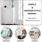 Meuble de rangement de salle de bain avec étagères réglables, Armoire d'angle sur pied avec porte unique, Meuble de sol autonome