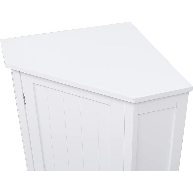 Meuble de rangement de salle de bain avec étagères réglables, Armoire d'angle sur pied avec porte unique, Meuble de sol autonome
