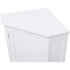 Meuble de rangement de salle de bain avec étagères réglables, Armoire d'angle sur pied avec porte unique, Meuble de sol autonome
