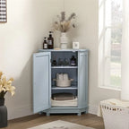 Meuble de rangement de salle de bain avec étagères réglables, Armoire d'angle sur pied avec porte unique, Meuble de sol autonome