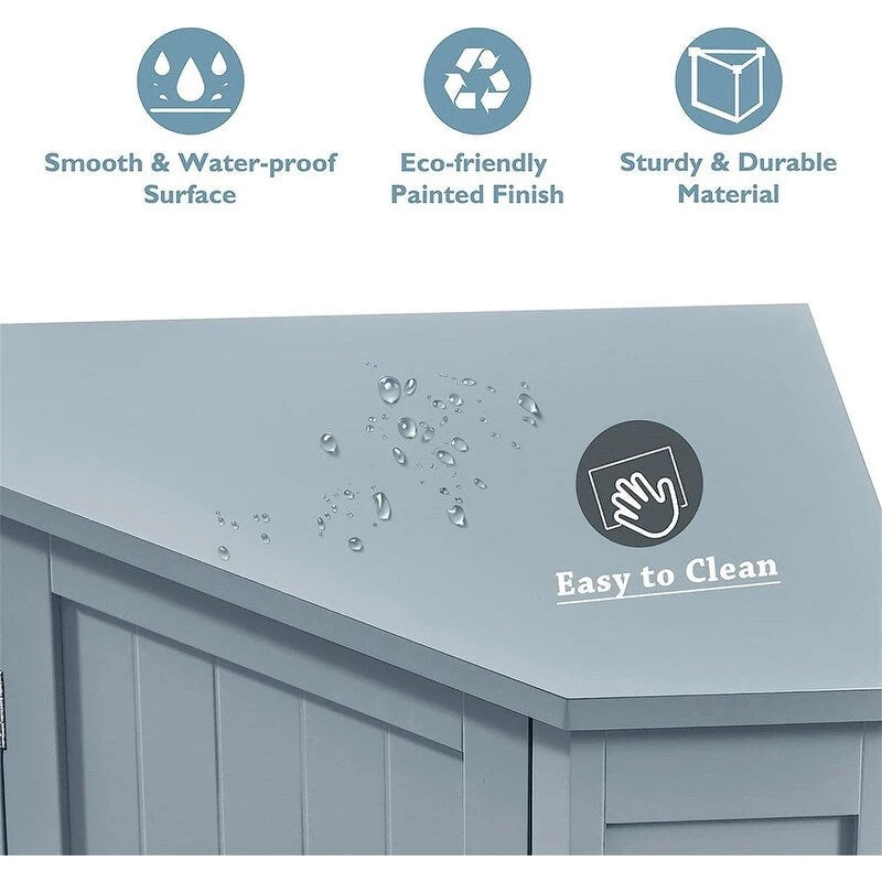 Meuble de rangement de salle de bain avec étagères réglables, Armoire d'angle sur pied avec porte unique, Meuble de sol autonome
