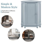 Meuble de rangement de salle de bain avec étagères réglables, Armoire d'angle sur pied avec porte unique, Meuble de sol autonome
