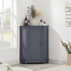 Meuble de rangement de salle de bain avec étagères réglables, Armoire d'angle sur pied avec porte unique, Meuble de sol autonome
