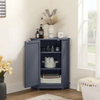 Meuble de rangement de salle de bain avec étagères réglables, Armoire d'angle sur pied avec porte unique, Meuble de sol autonome
