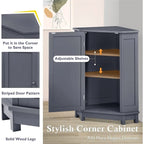Meuble de rangement de salle de bain avec étagères réglables, Armoire d'angle sur pied avec porte unique, Meuble de sol autonome
