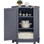 Meuble de rangement de salle de bain avec étagères réglables, Armoire d'angle sur pied avec porte unique, Meuble de sol autonome