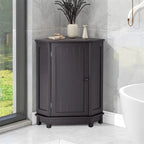 Meuble de rangement de salle de bain avec étagères réglables, Armoire d'angle sur pied avec porte unique, Meuble de sol autonome