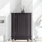 Meuble de rangement de salle de bain avec étagères réglables, Armoire d'angle sur pied avec porte unique, Meuble de sol autonome