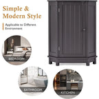 Meuble de rangement de salle de bain avec étagères réglables, Armoire d'angle sur pied avec porte unique, Meuble de sol autonome