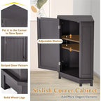 Meuble de rangement de salle de bain avec étagères réglables, Armoire d'angle sur pied avec porte unique, Meuble de sol autonome