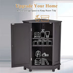 Meuble de rangement de salle de bain avec étagères réglables, Armoire d'angle sur pied avec porte unique, Meuble de sol autonome