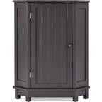 Meuble de rangement de salle de bain avec étagères réglables, Armoire d'angle sur pied avec porte unique, Meuble de sol autonome