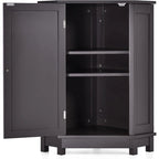 Meuble de rangement de salle de bain avec étagères réglables, Armoire d'angle sur pied avec porte unique, Meuble de sol autonome
