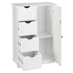 Meuble de rangement de salle de bain à porte unique avec 4 tiroirs Blanc
