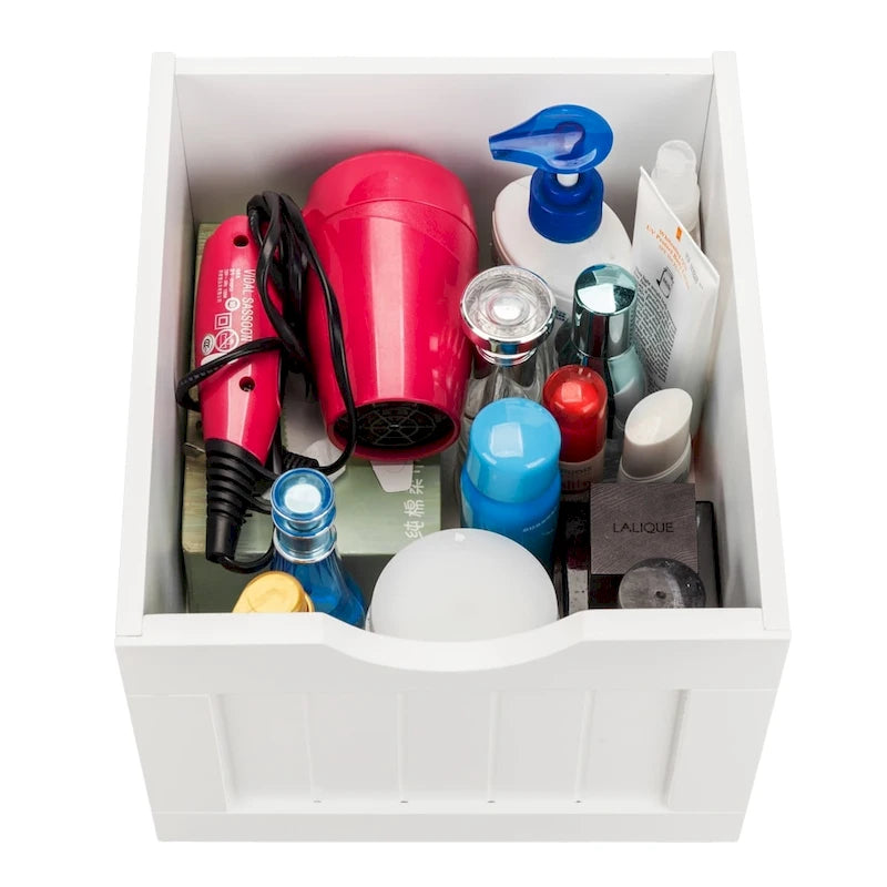 Meuble de rangement de salle de bain à porte unique avec 4 tiroirs Blanc