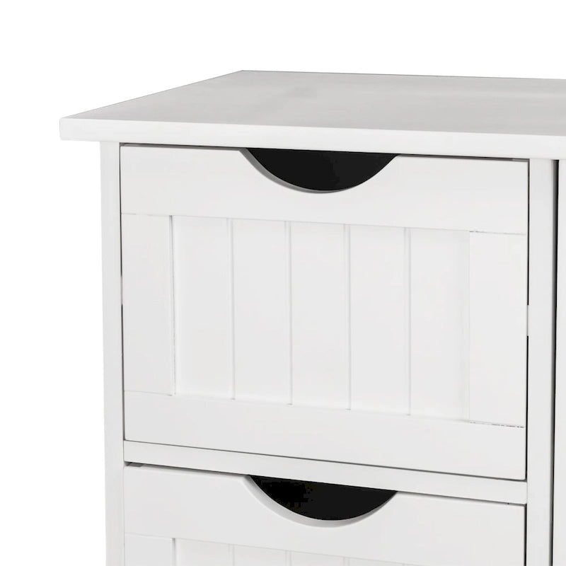 Meuble de rangement de salle de bain à porte unique avec 4 tiroirs Blanc