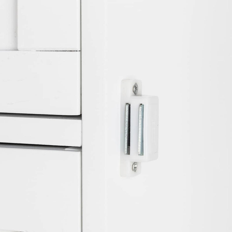 Meuble de rangement de salle de bain à porte unique avec 4 tiroirs Blanc