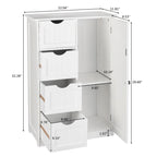 Meuble de rangement de salle de bain à porte unique avec 4 tiroirs Blanc