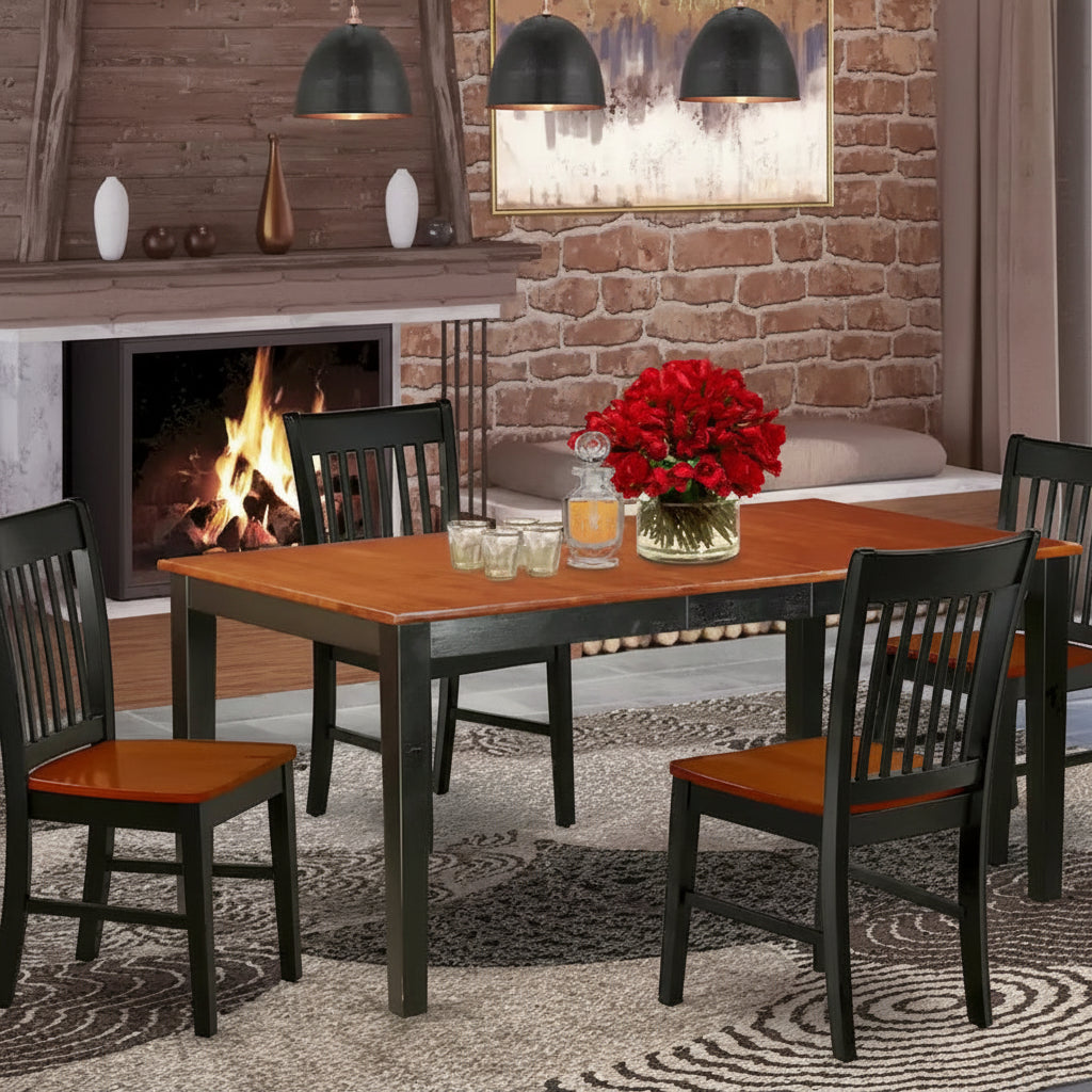 East West Furniture Kitchen Table Set Consist of a Rectangle Dining Table with Butterfly Leaf and Dining Chairs (Pieces Options)