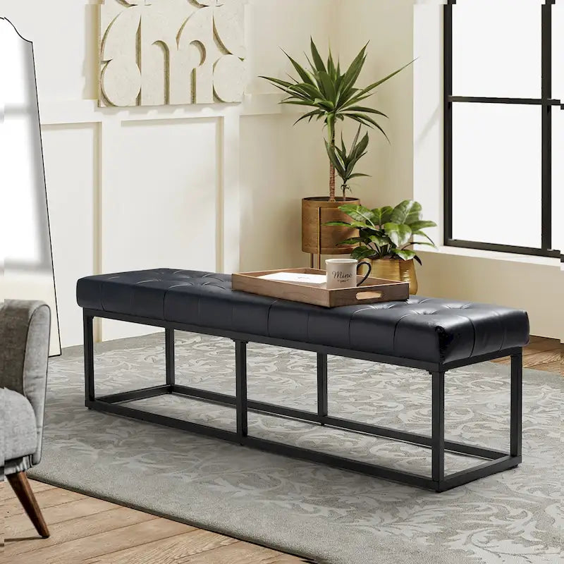 Banc de chambre en cuir véritable classique