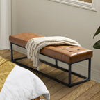 Banc de chambre en cuir véritable classique