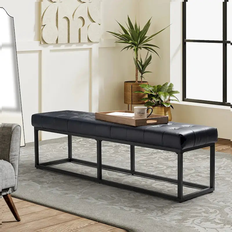 Banc de chambre en cuir véritable classique