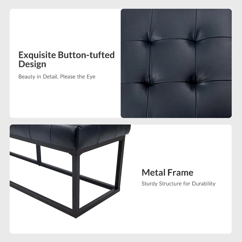 Banc de chambre en cuir véritable classique