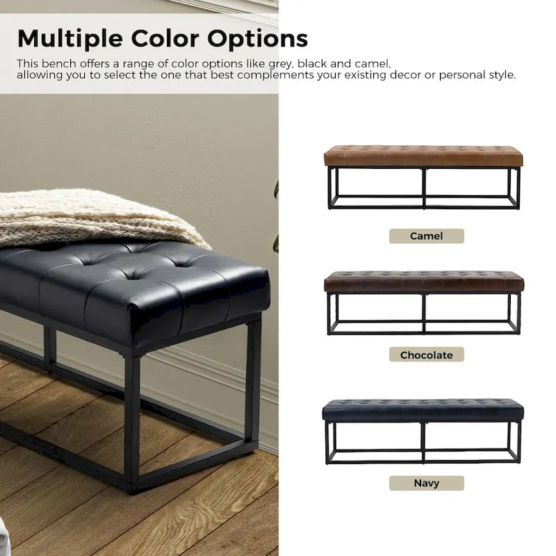 Banc de chambre en cuir véritable classique