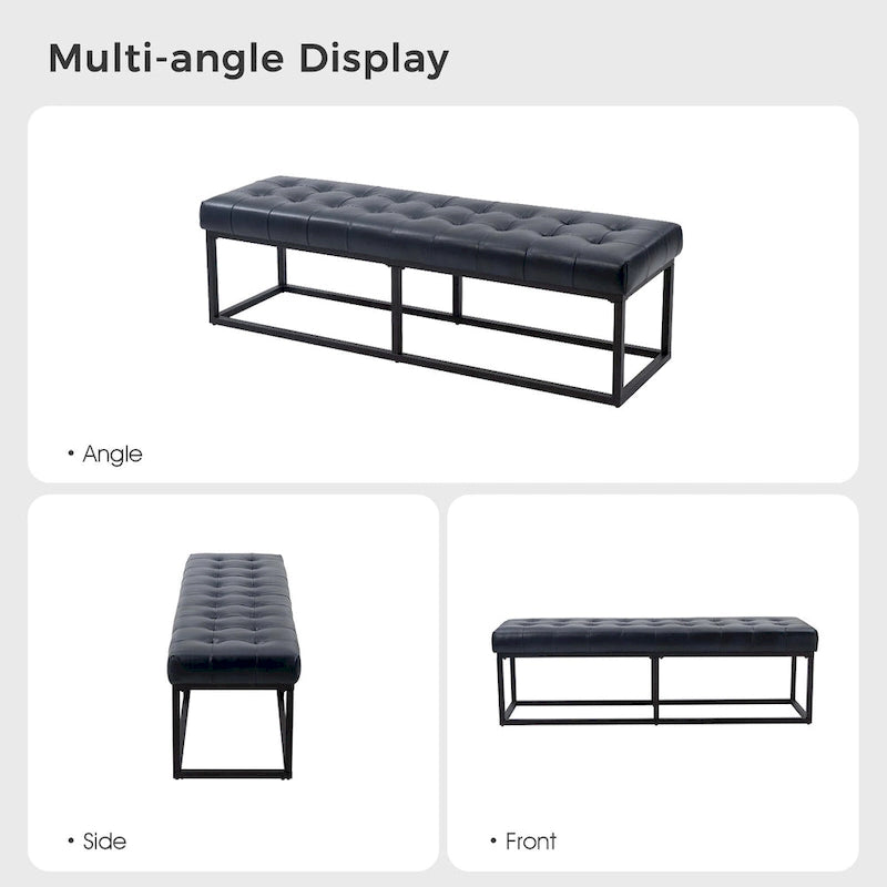 Banc de chambre en cuir véritable classique