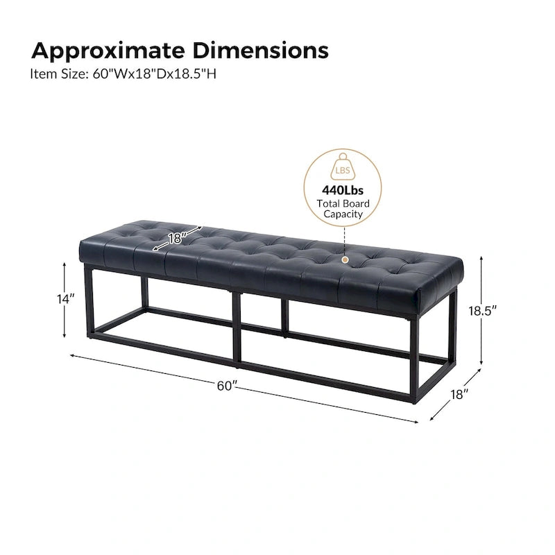 Banc de chambre en cuir véritable classique
