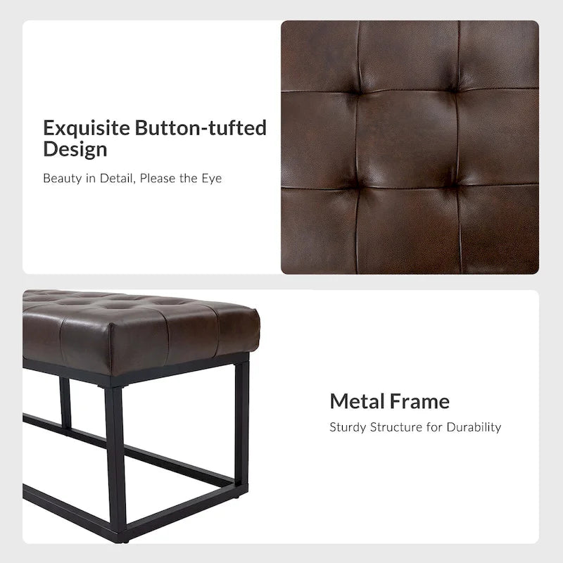 Banc de chambre en cuir véritable classique
