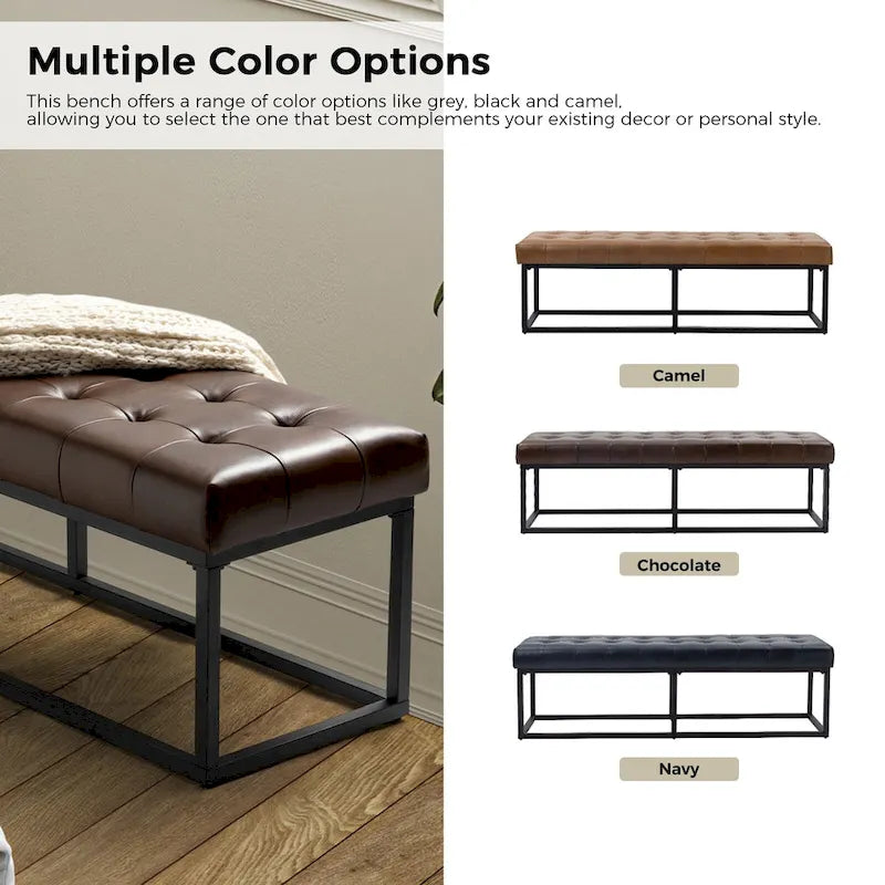 Banc de chambre en cuir véritable classique