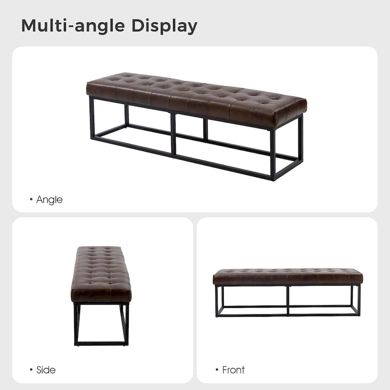 Banc de chambre en cuir véritable classique