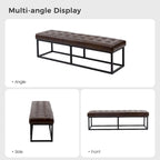 Banc de chambre en cuir véritable classique