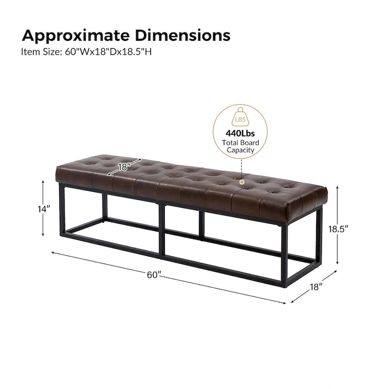 Banc de chambre en cuir véritable classique