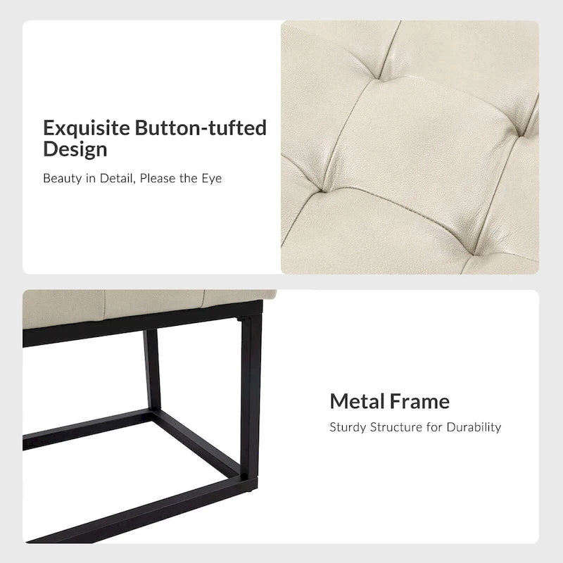 Banc de chambre en cuir véritable classique