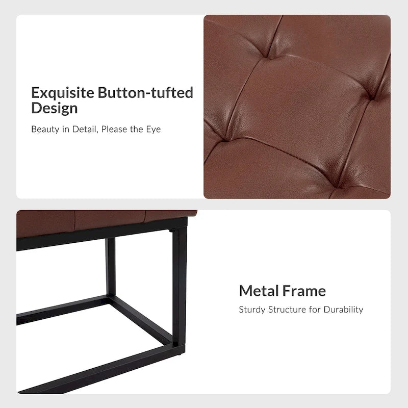 Banc de chambre en cuir véritable classique
