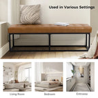 Banc de chambre en cuir véritable classique
