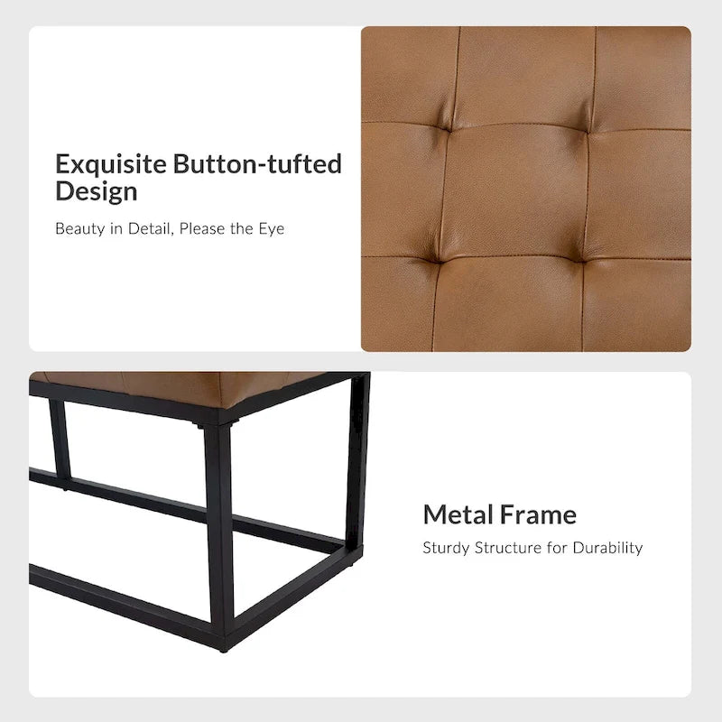 Banc de chambre en cuir véritable classique