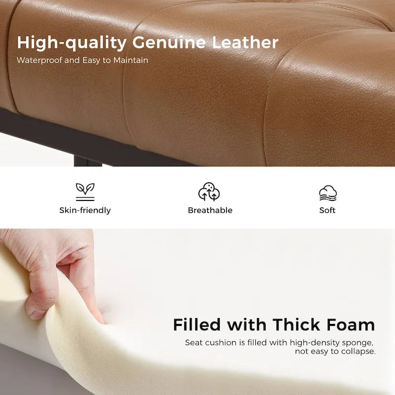 Banc de chambre en cuir véritable classique