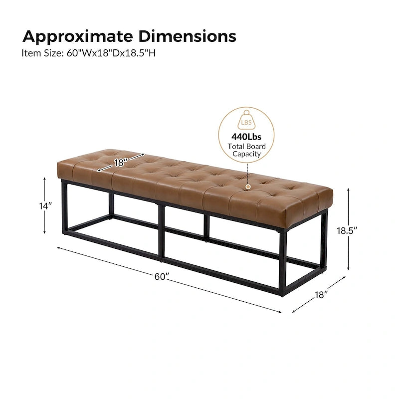 Banc de chambre en cuir véritable classique