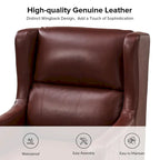 Fauteuil à oreilles en cuir véritable avec coussin