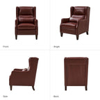 Fauteuil à oreilles en cuir véritable avec coussin