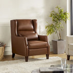 Fauteuil à oreilles en cuir véritable avec coussin