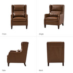Fauteuil à oreilles en cuir véritable avec coussin
