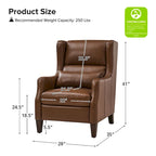 Fauteuil à oreilles en cuir véritable avec coussin
